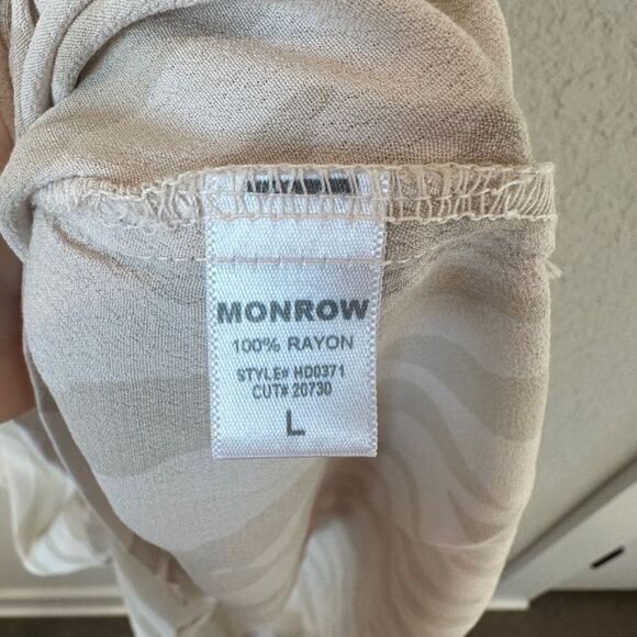 NWT Monrow Cream Tan Zebra Print Spaghetti Strap Cami Slip Mini Dress - Size L - Picture 4 of 6